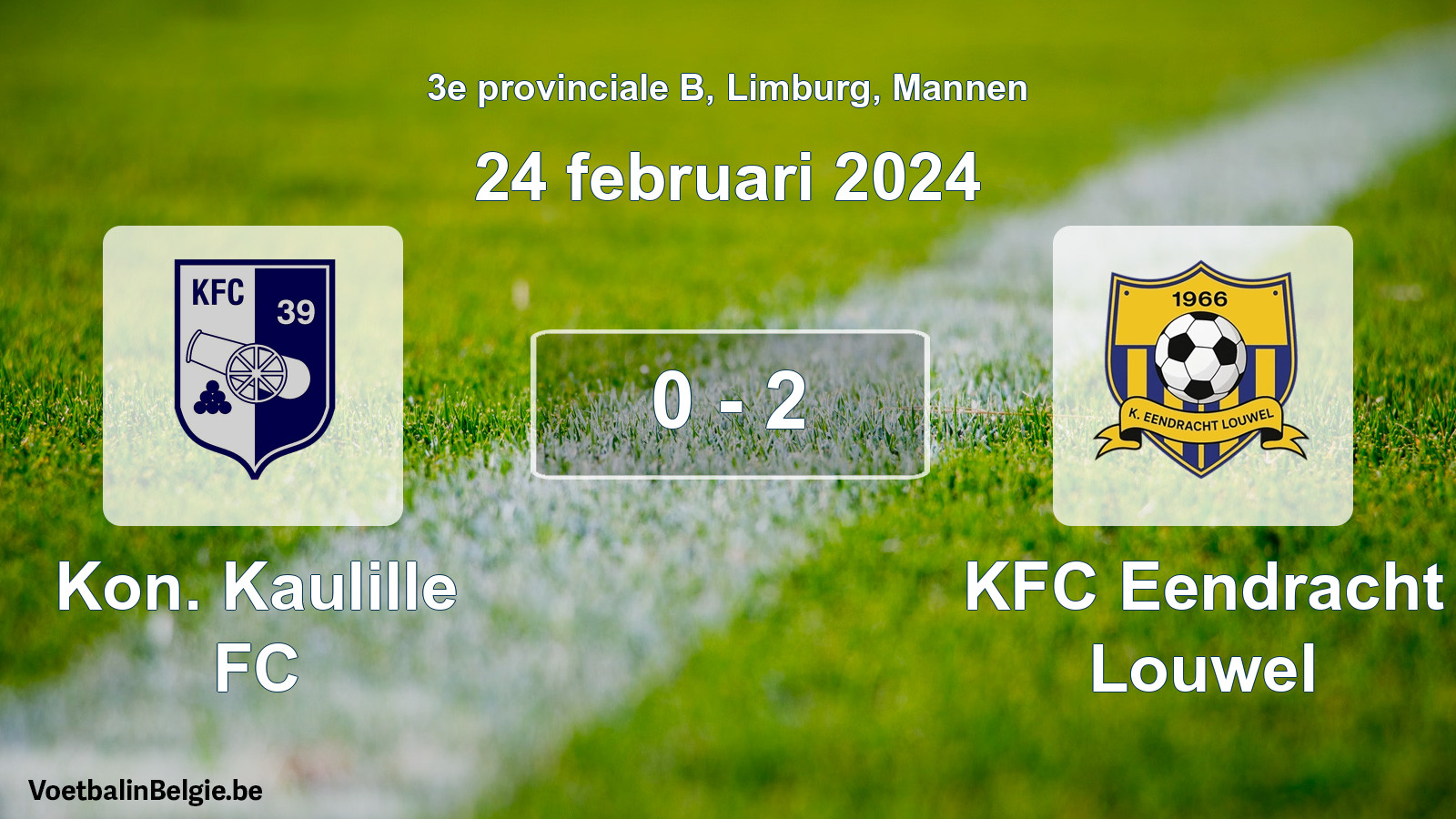 Gespeelde wedstrijd mannenvoetbal: Kon. Kaulille FC - KFC Eendracht Louwel 0 - 2 (24 februari 2024)