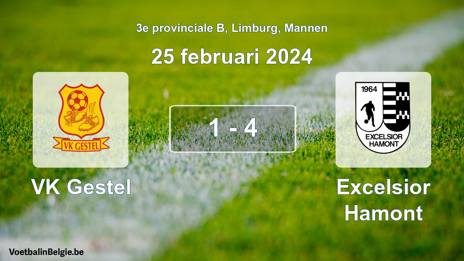 Gespeelde wedstrijd mannenvoetbal: VK Gestel - Excelsior Hamont 1 - 4 (25 februari 2024)
