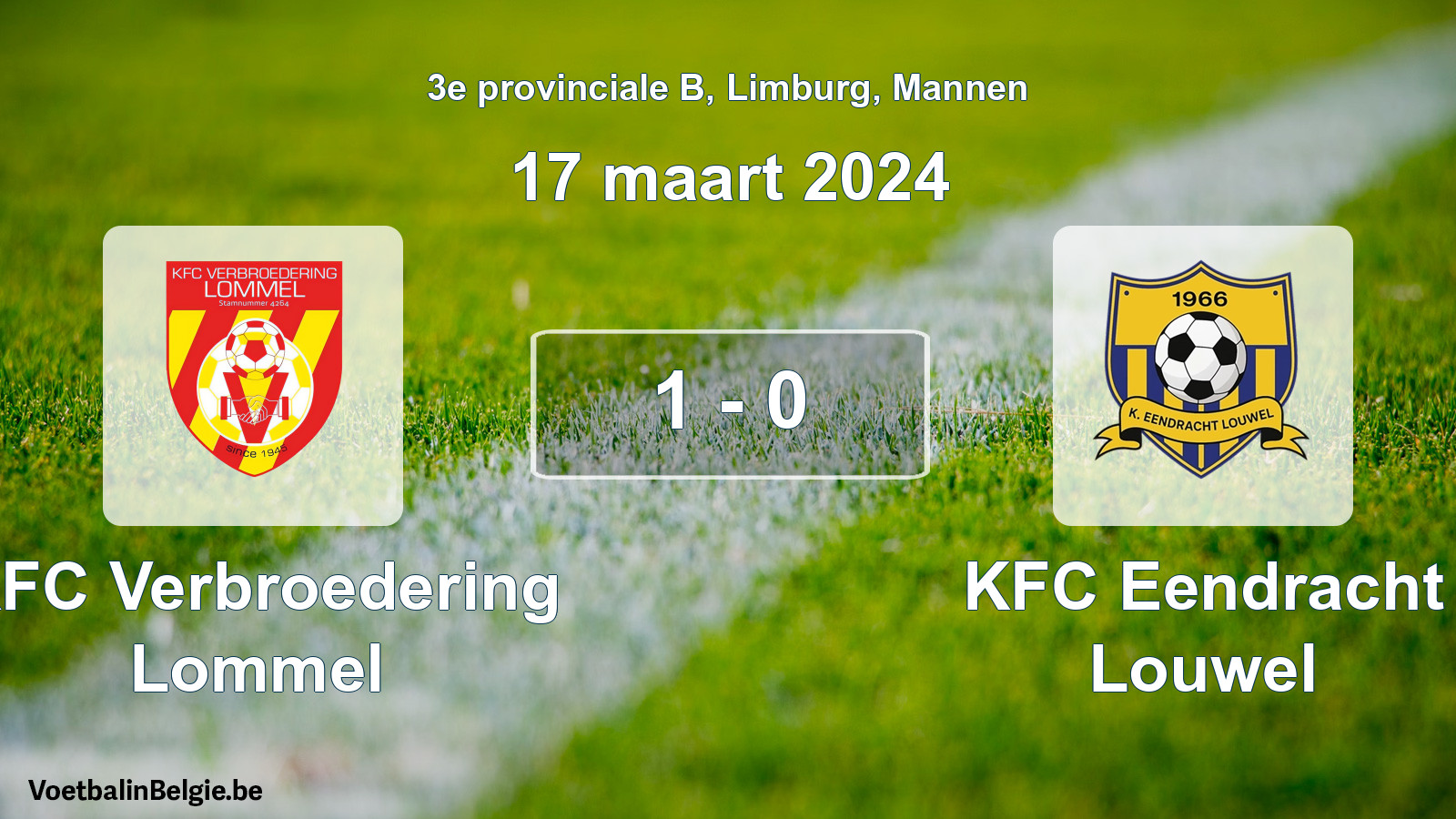 Gespeelde wedstrijd mannenvoetbal: KFC Verbroedering Lommel - KFC Eendracht Louwel 1 - 0 (17 maart 2024)