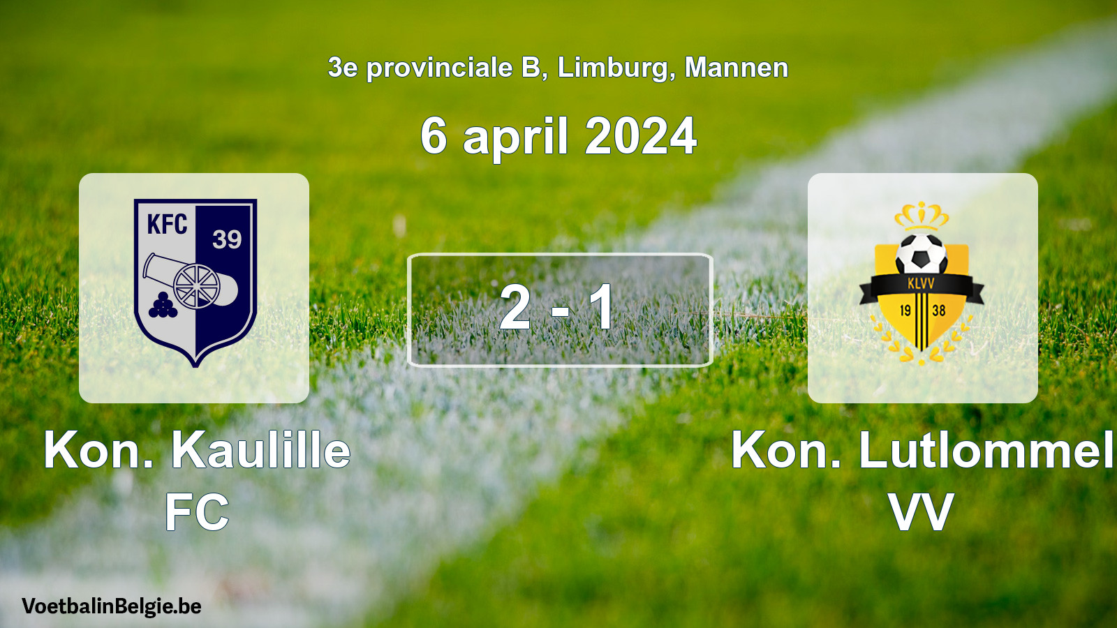 Gespeelde wedstrijd mannenvoetbal: Kon. Kaulille FC - Kon. Lutlommel VV 2 - 1 (6 april 2024)