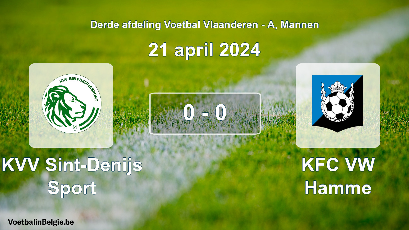 Gespeelde wedstrijd mannenvoetbal: KVV Sint-Denijs Sport - KFC VW Hamme 0 - 0 (21 april 2024)