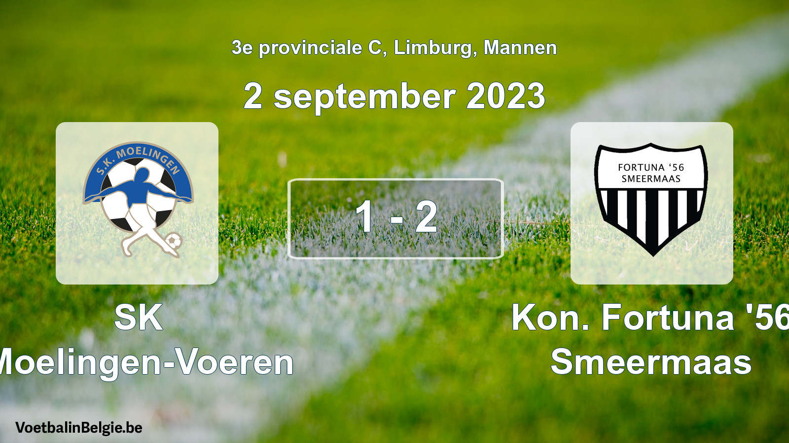 Gespeelde wedstrijd mannenvoetbal: SK Moelingen-Voeren - Kon. Fortuna '56 Smeermaas 1 - 2 (2 september 2023)