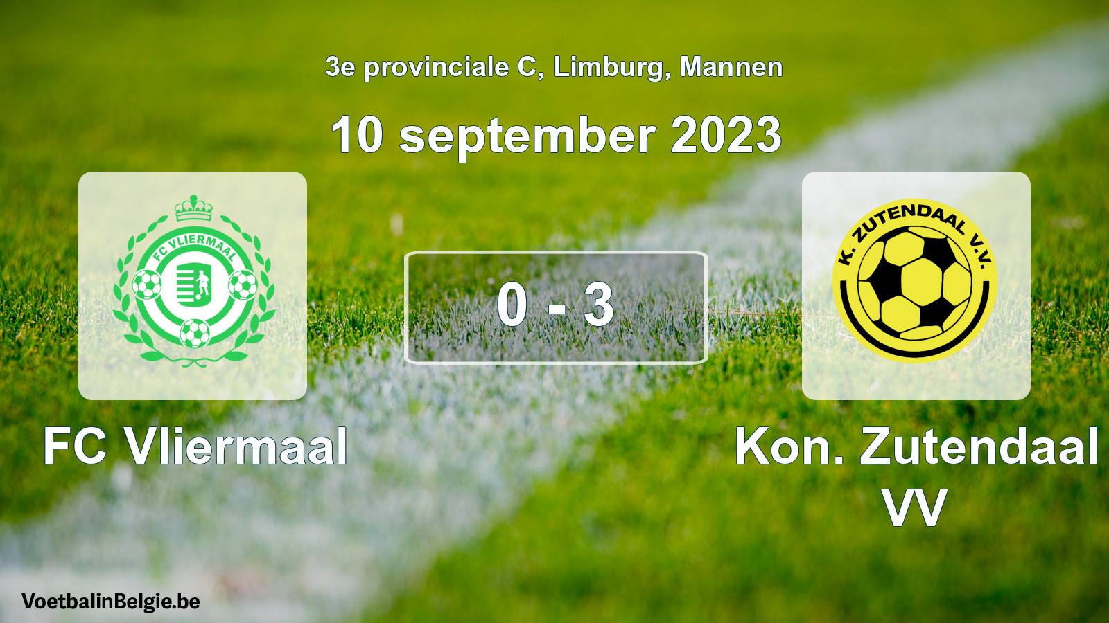 Gespeelde wedstrijd mannenvoetbal: FC Vliermaal - Kon. Zutendaal VV 0 - 3 (10 september 2023)
