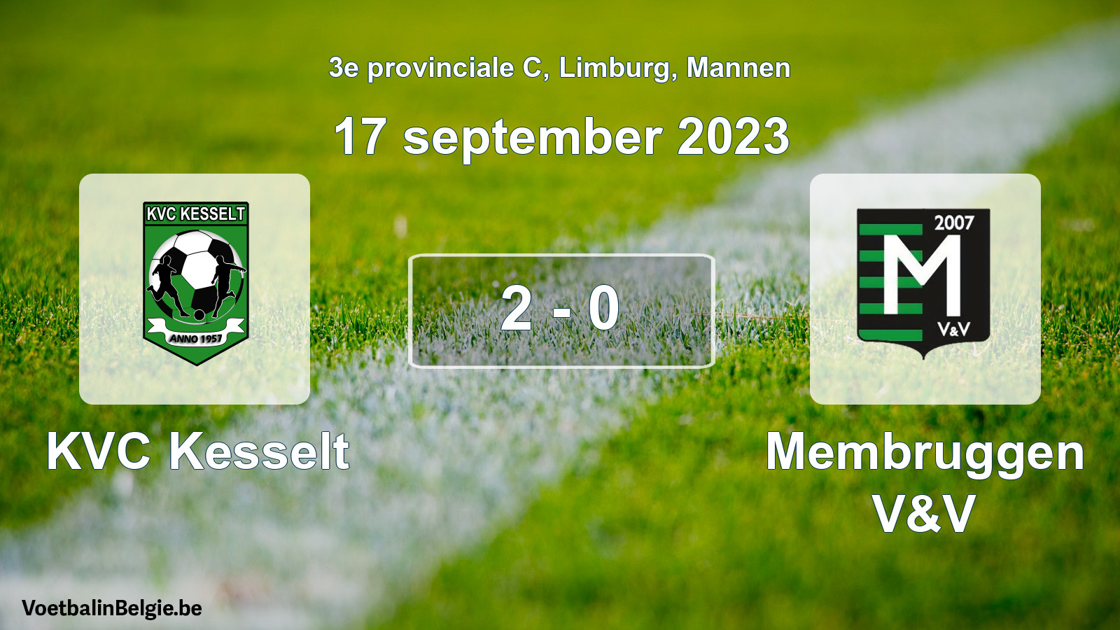 Gespeelde wedstrijd mannenvoetbal: KVC Kesselt - Membruggen V&V 2 - 0 (17 september 2023)
