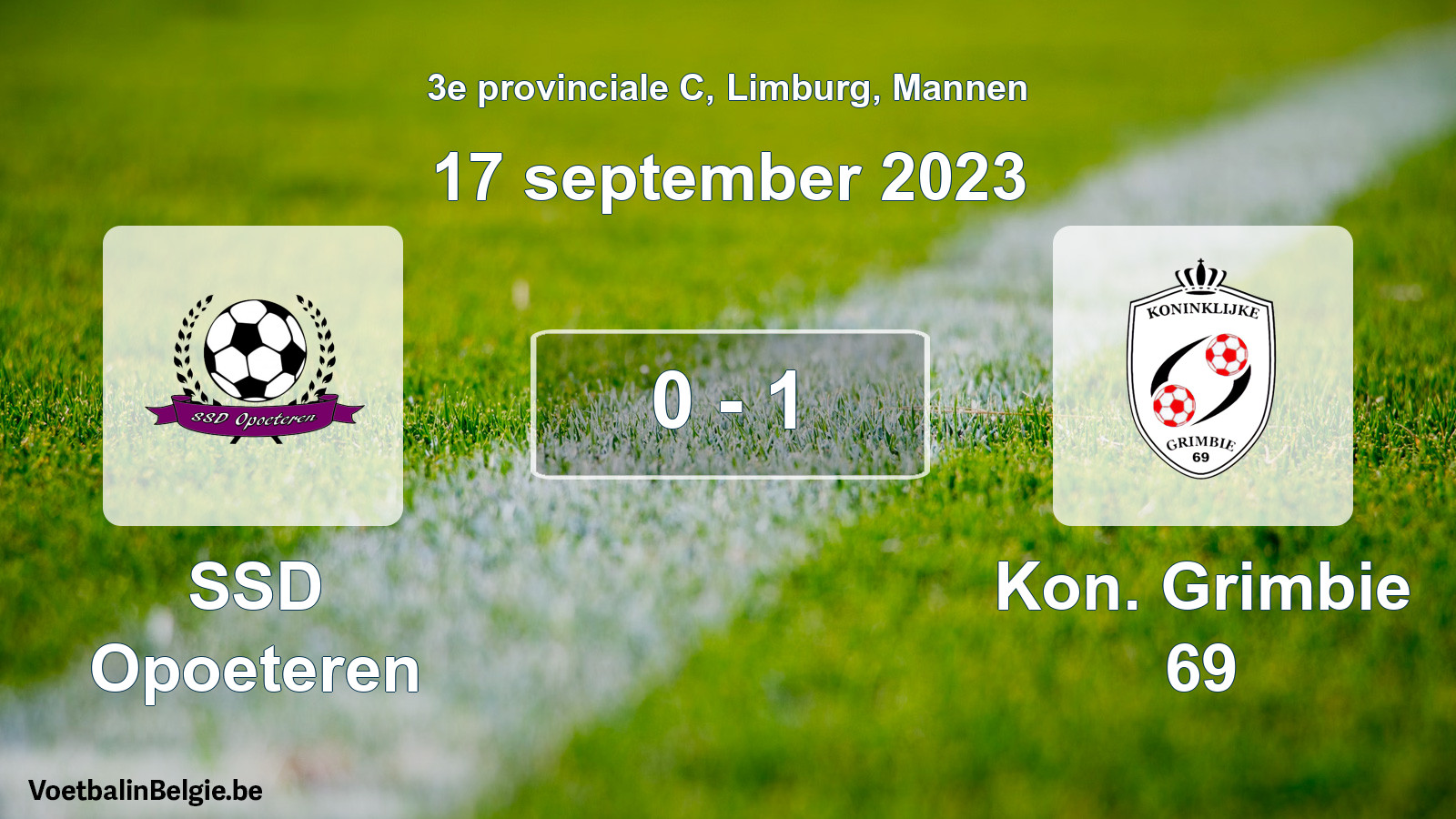 Gespeelde wedstrijd mannenvoetbal: SSD Opoeteren - Kon. Grimbie 69 0 - 1 (17 september 2023)