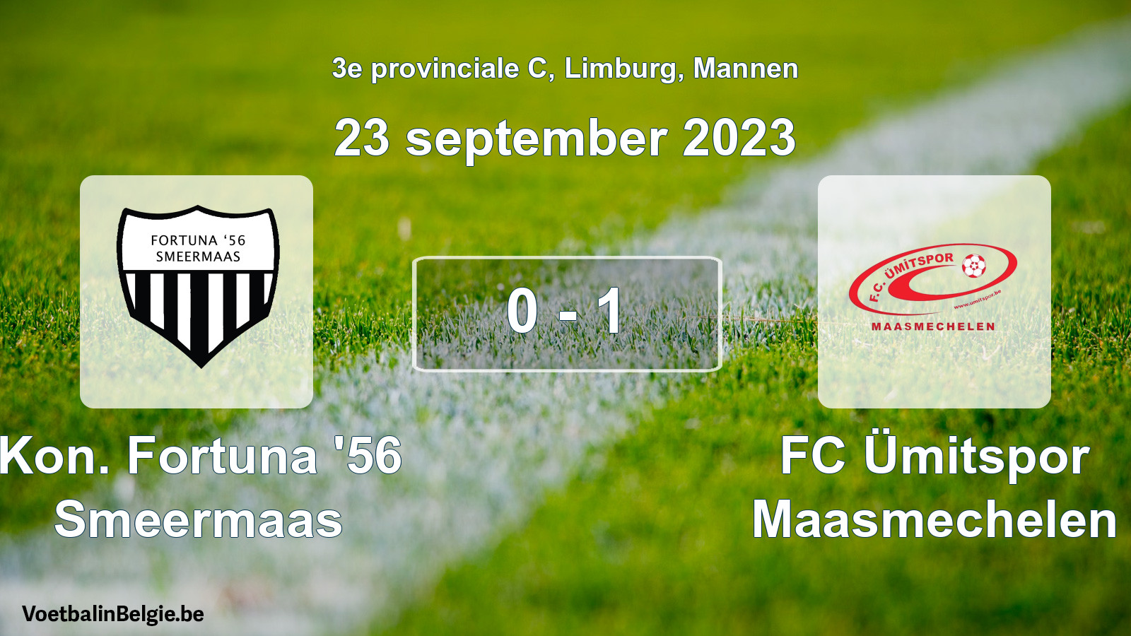 Gespeelde wedstrijd mannenvoetbal: Kon. Fortuna '56 Smeermaas - FC Ümitspor Maasmechelen 0 - 1 (23 september 2023)