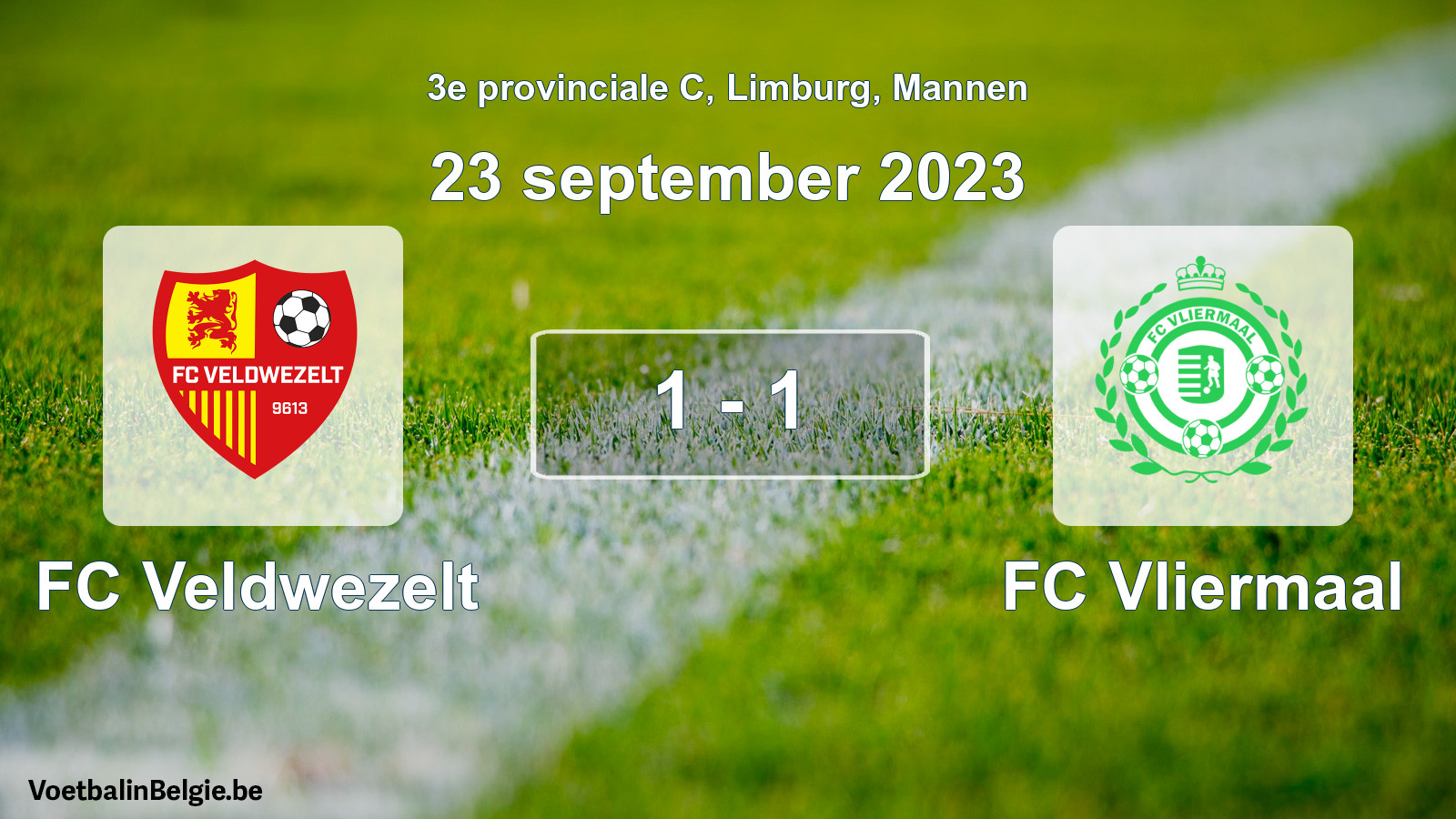 Gespeelde wedstrijd mannenvoetbal: FC Veldwezelt - FC Vliermaal 1 - 1 (23 september 2023)