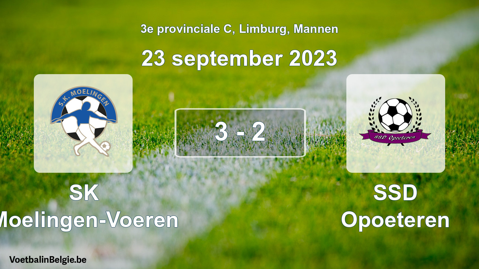 Played match men football: SK Moelingen-Voeren - SSD Opoeteren 3 - 2 (23 September 2023)
