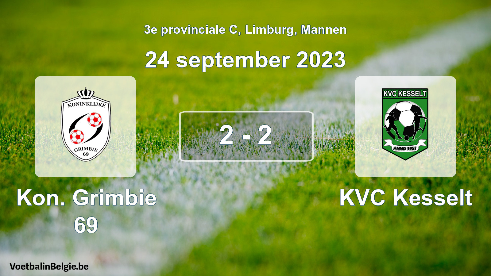 Gespeelde wedstrijd mannenvoetbal: Kon. Grimbie 69 - KVC Kesselt 2 - 2 (24 september 2023)