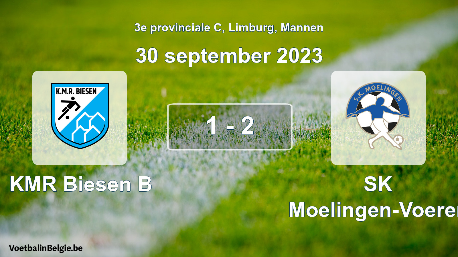 Gespeelde wedstrijd mannenvoetbal: KMR Biesen B - SK Moelingen-Voeren 1 - 2 (30 september 2023)