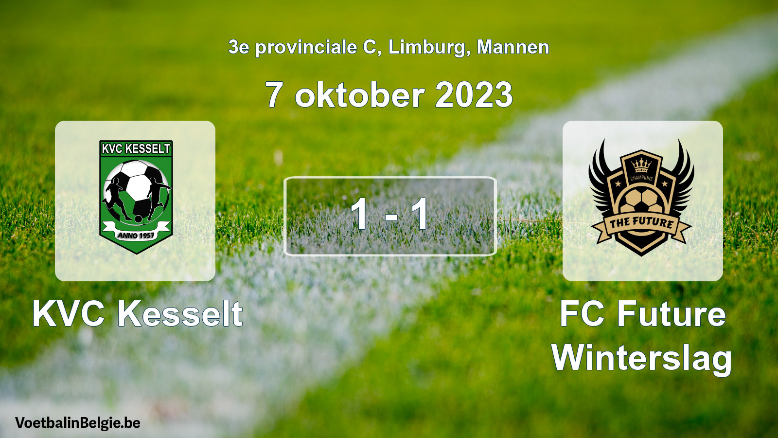 Gespeelde wedstrijd mannenvoetbal: KVC Kesselt - FC Future Winterslag 1 - 1 (7 oktober 2023)