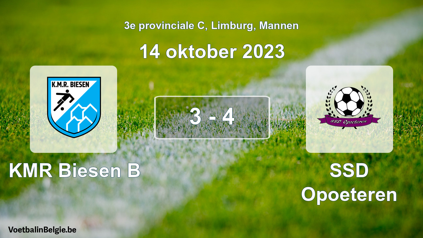 Gespeelde wedstrijd mannenvoetbal: KMR Biesen B - SSD Opoeteren 3 - 4 (14 oktober 2023)