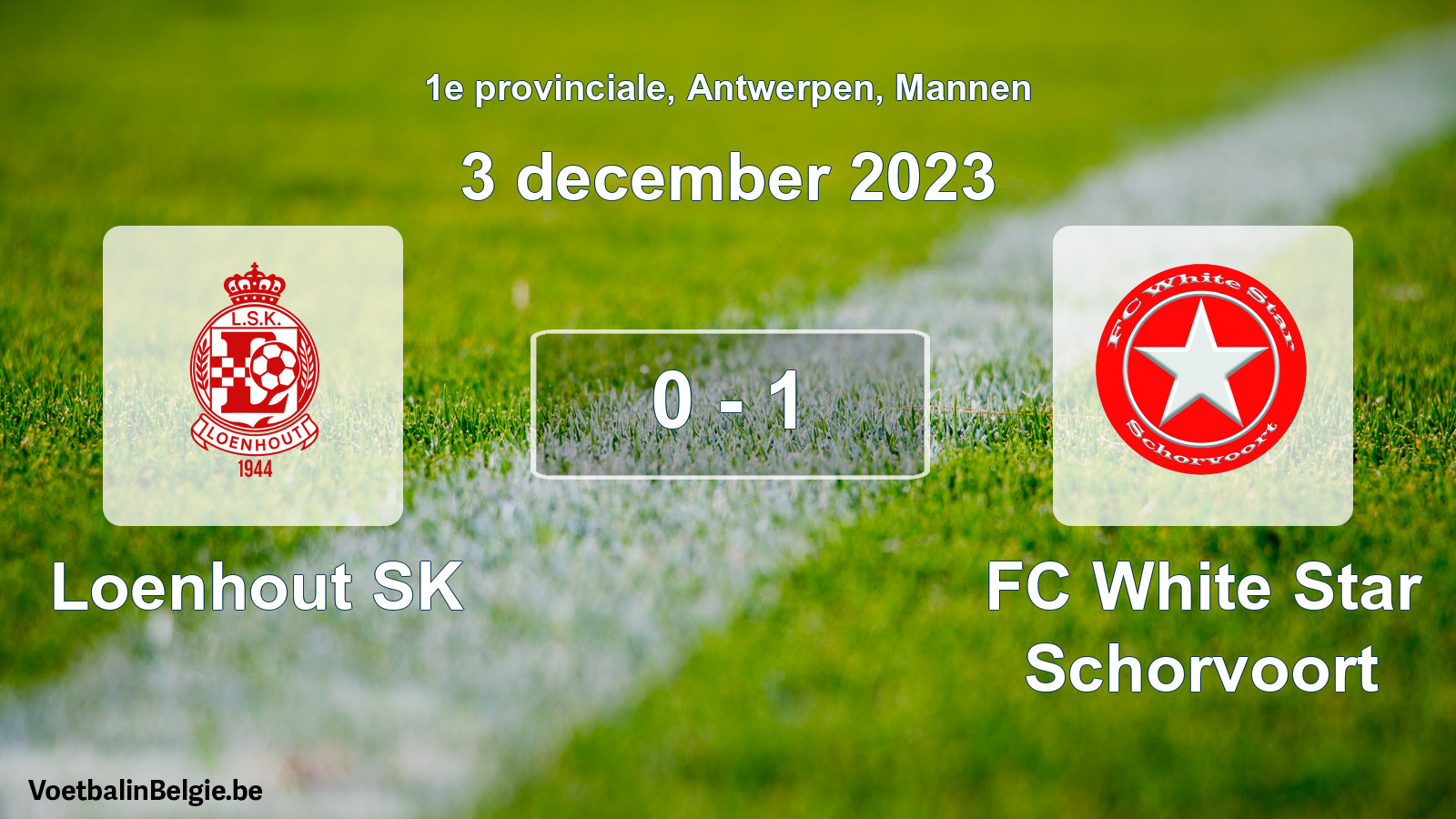 Gespeelde wedstrijd mannenvoetbal: Loenhout SK - FC White Star Schorvoort 0 - 1 (3 december 2023)