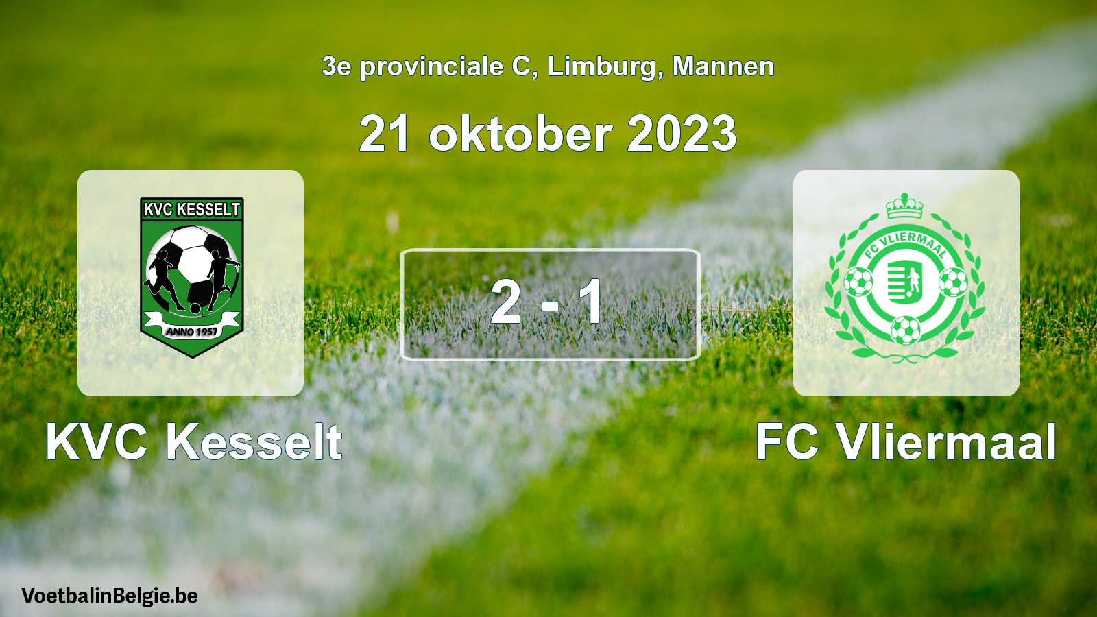 Gespeelde wedstrijd mannenvoetbal: KVC Kesselt - FC Vliermaal 2 - 1 (21 oktober 2023)