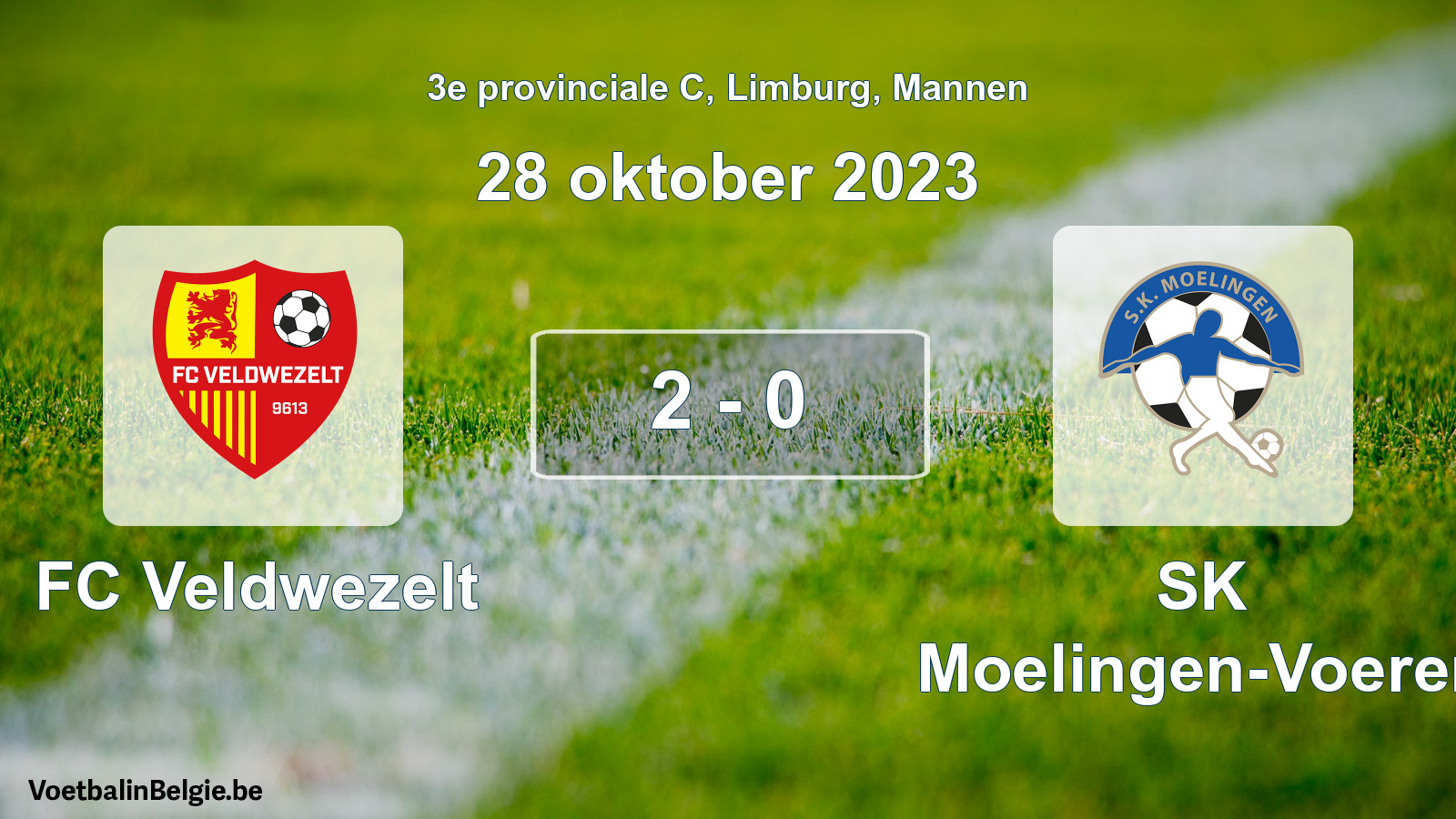 Gespeelde wedstrijd mannenvoetbal: FC Veldwezelt - SK Moelingen-Voeren 2 - 0 (28 oktober 2023)