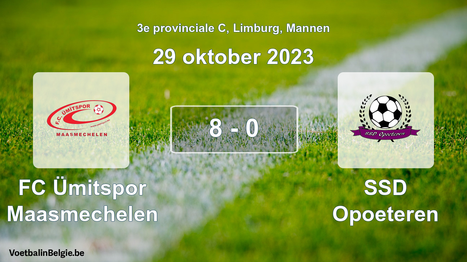 Gespeelde wedstrijd mannenvoetbal: FC Ümitspor Maasmechelen - SSD Opoeteren 8 - 0 (29 oktober 2023)