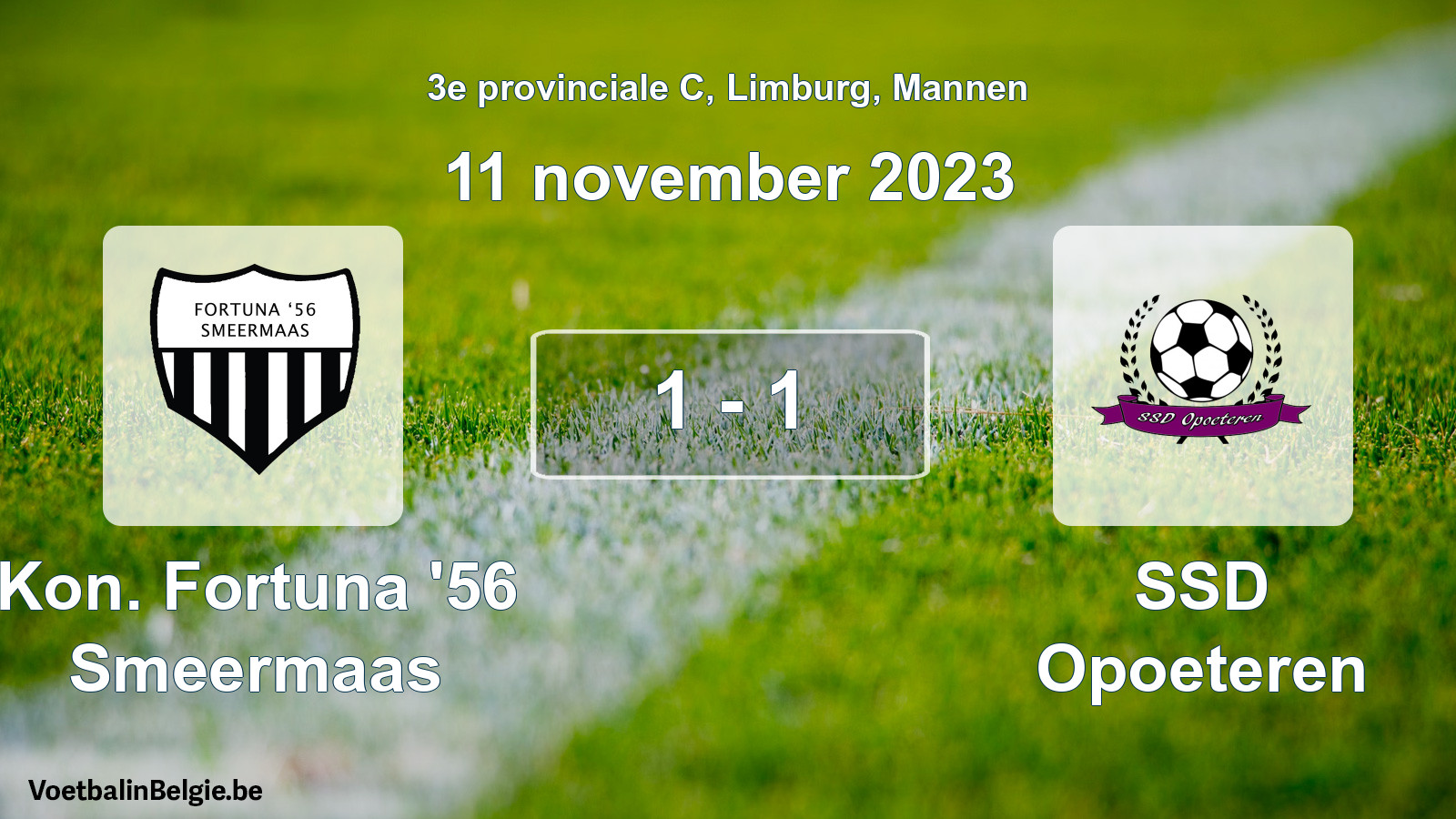 Gespeelde wedstrijd mannenvoetbal: Kon. Fortuna '56 Smeermaas - SSD Opoeteren 1 - 1 (11 november 2023)