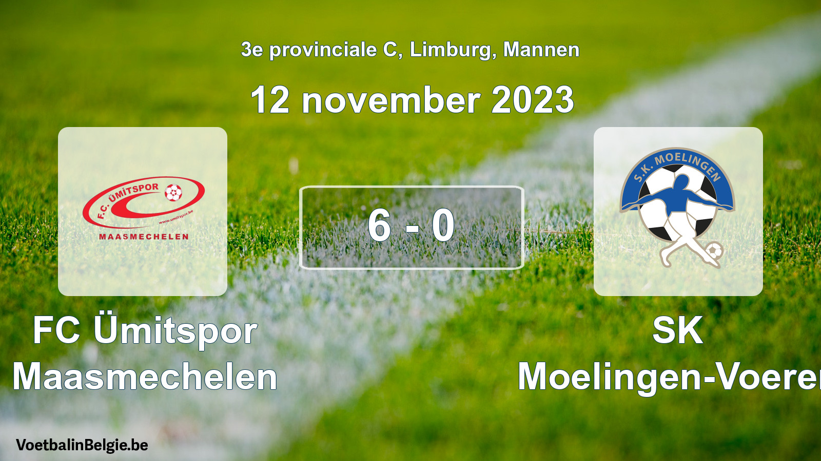 Gespeelde wedstrijd mannenvoetbal: FC Ümitspor Maasmechelen - SK Moelingen-Voeren 6 - 0 (12 november 2023)