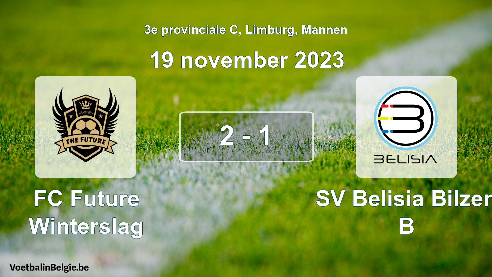 Gespeelde wedstrijd mannenvoetbal: FC Future Winterslag - SV Belisia Bilzen B 2 - 1 (19 november 2023)
