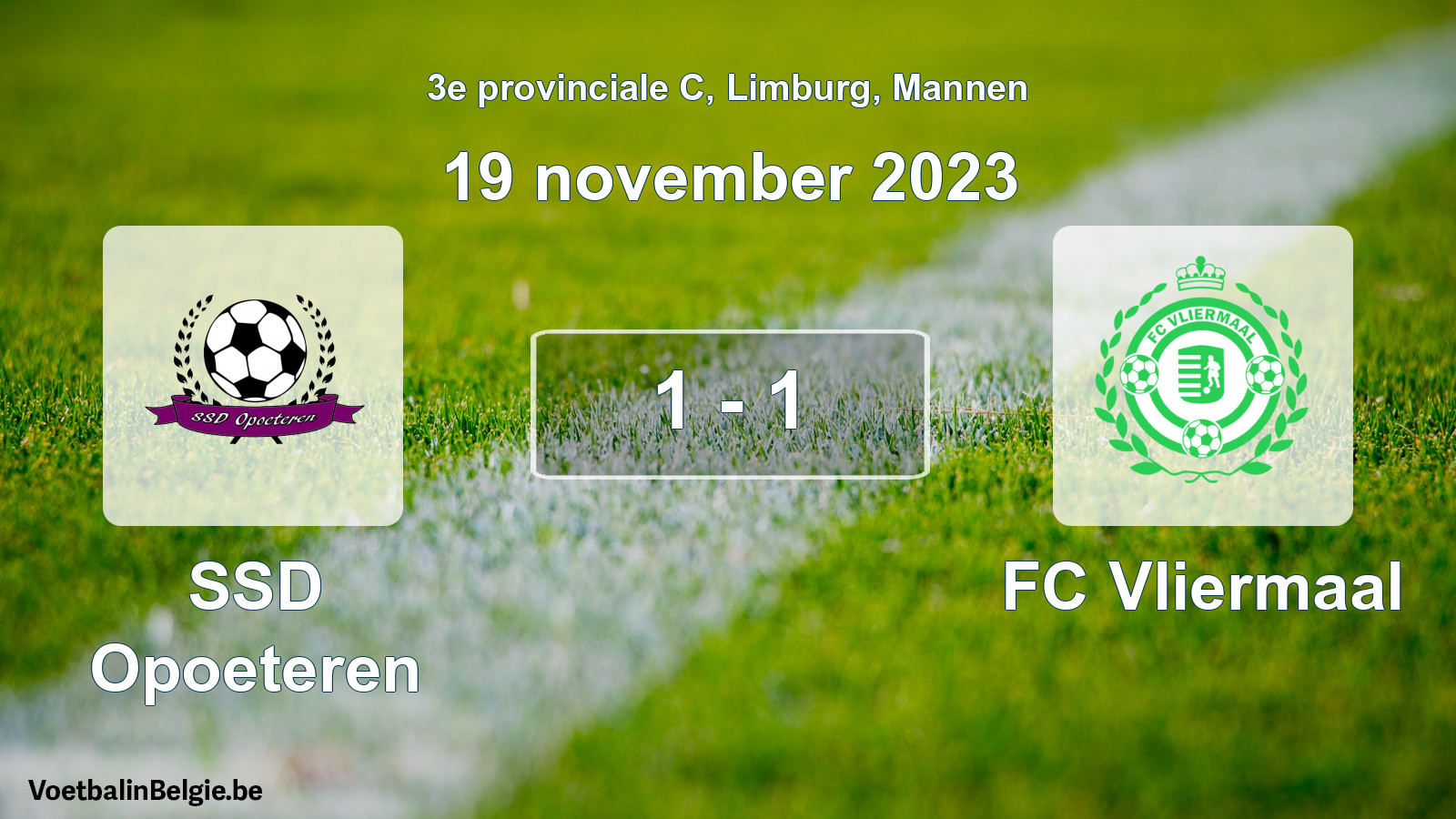 Gespeelde wedstrijd mannenvoetbal: SSD Opoeteren - FC Vliermaal 1 - 1 (19 november 2023)