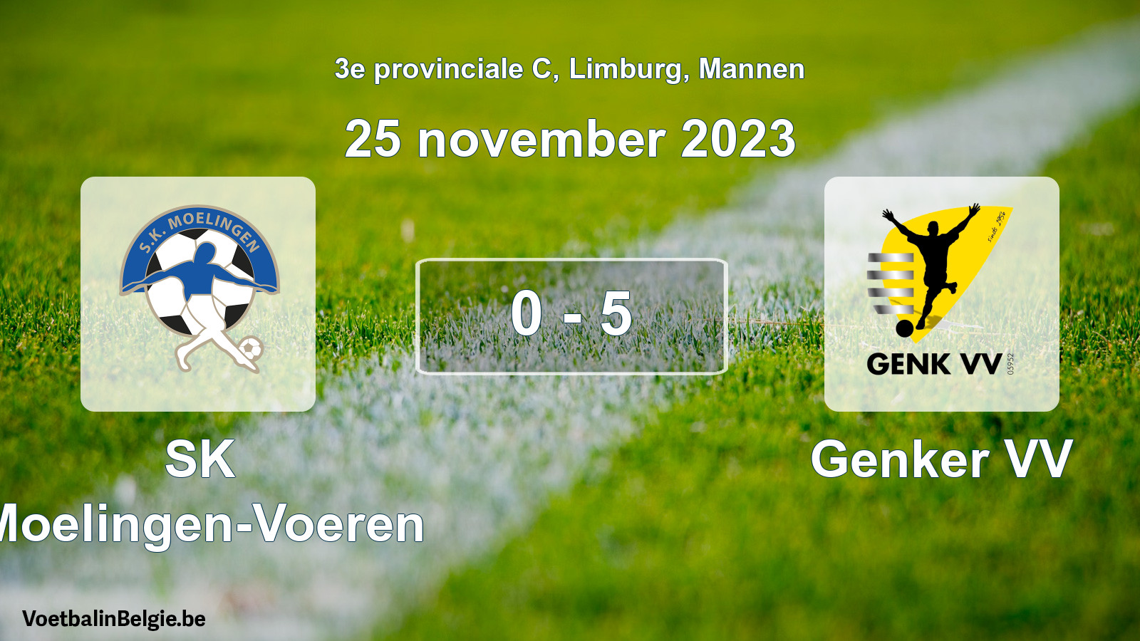 Gespeelde wedstrijd mannenvoetbal: SK Moelingen-Voeren - Genker VV 0 - 5 (25 november 2023)