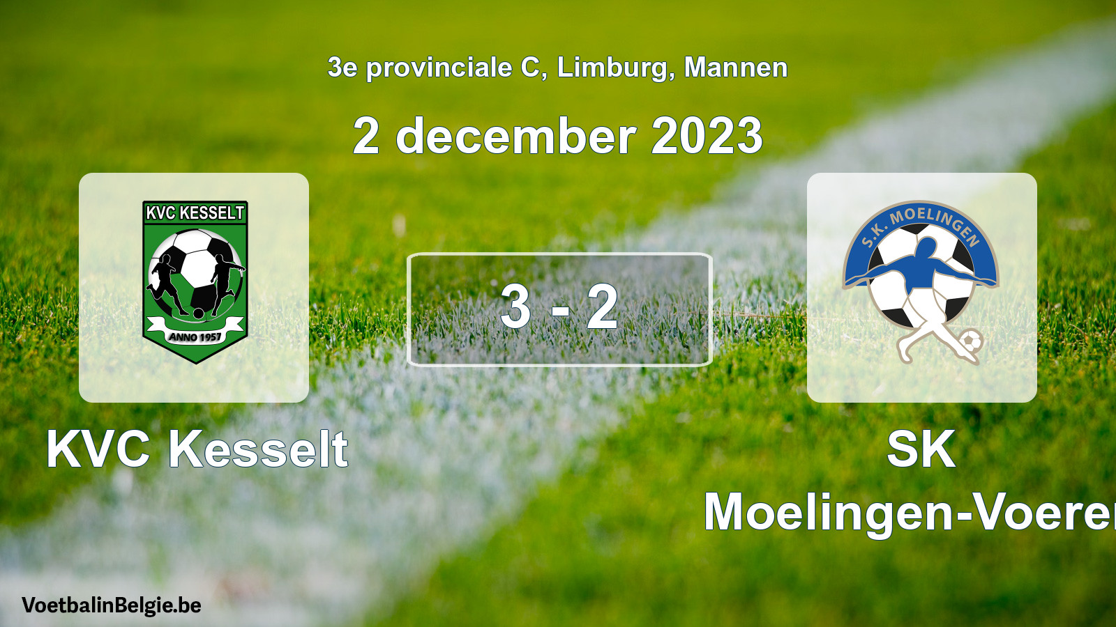 Gespeelde wedstrijd mannenvoetbal: KVC Kesselt - SK Moelingen-Voeren 3 - 2 (2 december 2023)