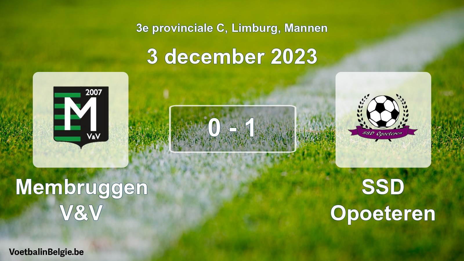 Gespeelde wedstrijd mannenvoetbal: Membruggen V&V - SSD Opoeteren 0 - 1 (3 december 2023)
