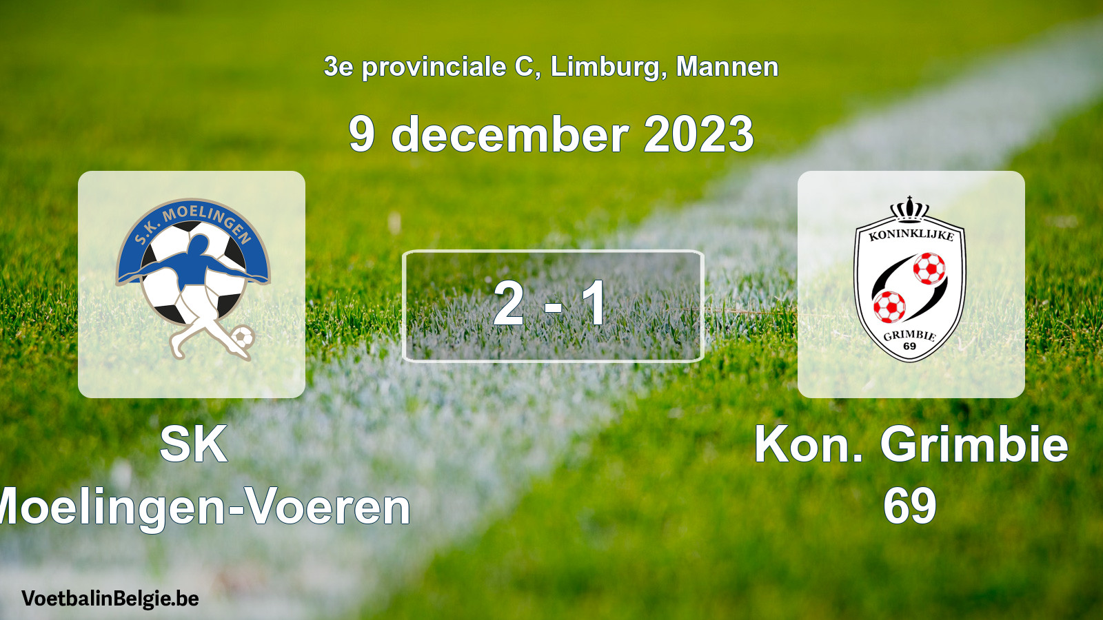 Gespeelde wedstrijd mannenvoetbal: SK Moelingen-Voeren - Kon. Grimbie 69 2 - 1 (9 december 2023)