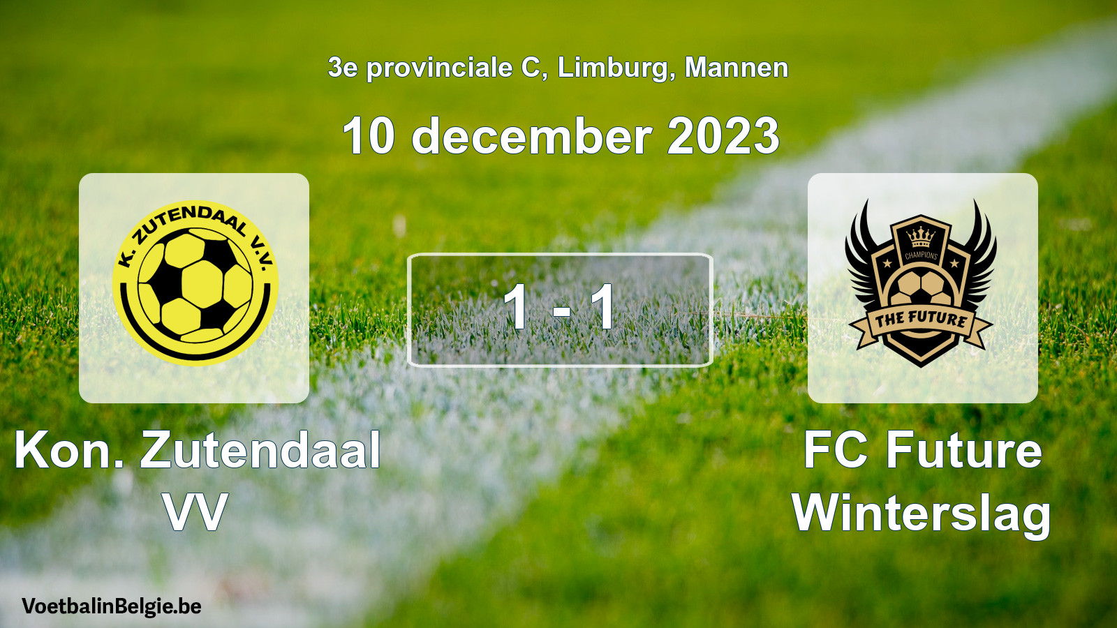 Gespeelde wedstrijd mannenvoetbal: Kon. Zutendaal VV - FC Future Winterslag 1 - 1 (10 december 2023)