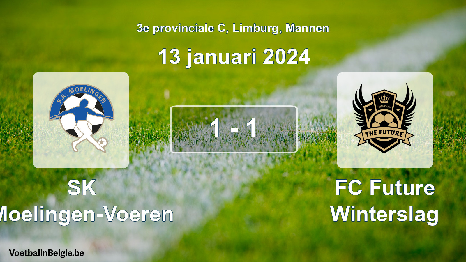 Gespeelde wedstrijd mannenvoetbal: SK Moelingen-Voeren - FC Future Winterslag 1 - 1 (13 januari 2024)