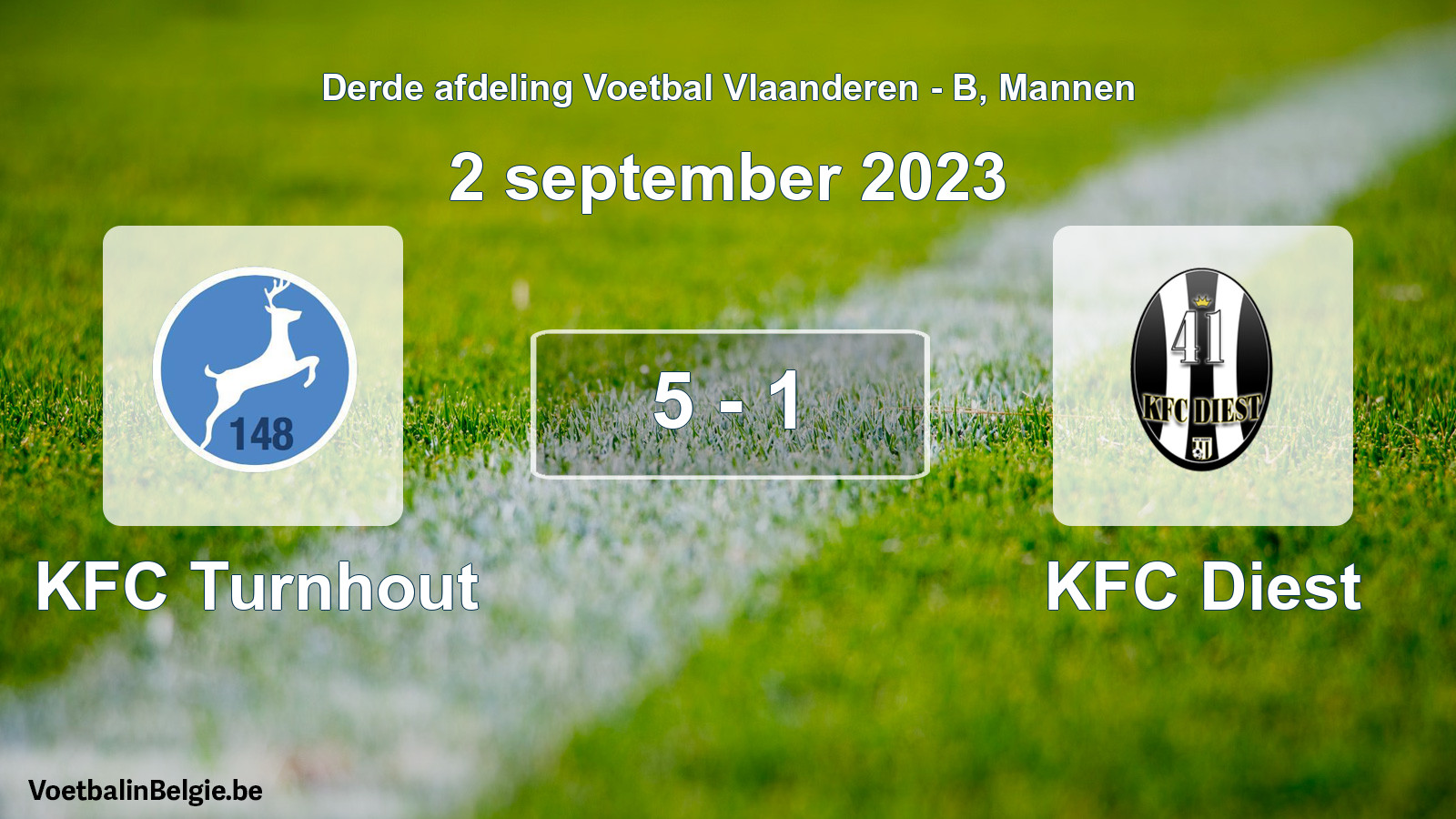 Gespeelde wedstrijd mannenvoetbal: KFC Turnhout - KFC Diest 5 - 1 (2 september 2023)
