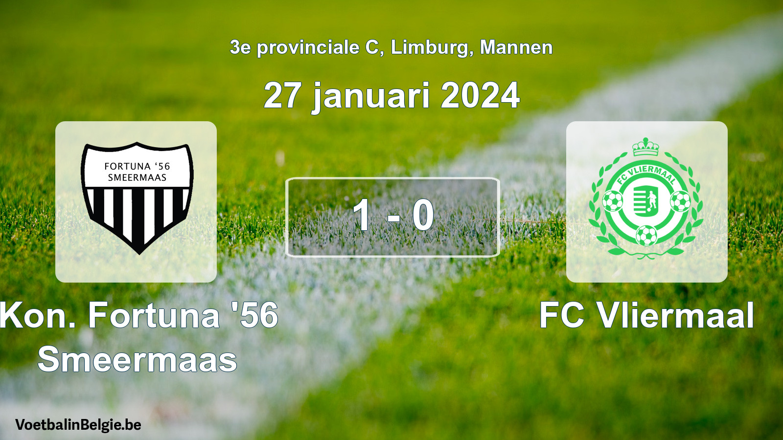 Gespeelde wedstrijd mannenvoetbal: Kon. Fortuna '56 Smeermaas - FC Vliermaal 1 - 0 (27 januari 2024)