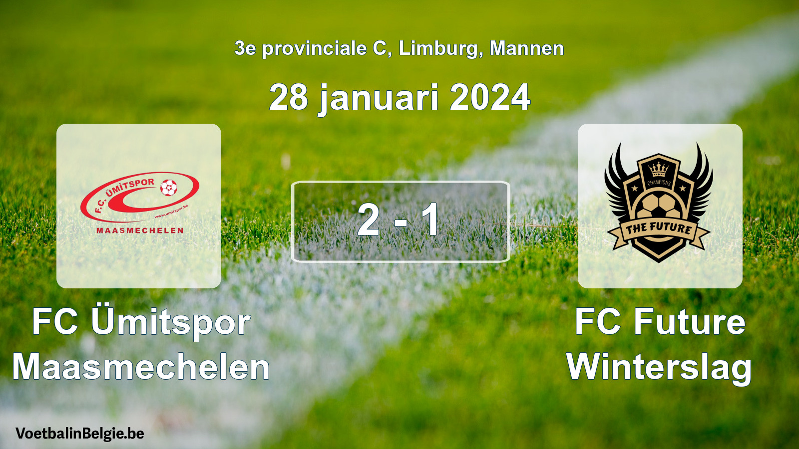 Gespeelde wedstrijd mannenvoetbal: FC Ümitspor Maasmechelen - FC Future Winterslag 2 - 1 (28 januari 2024)