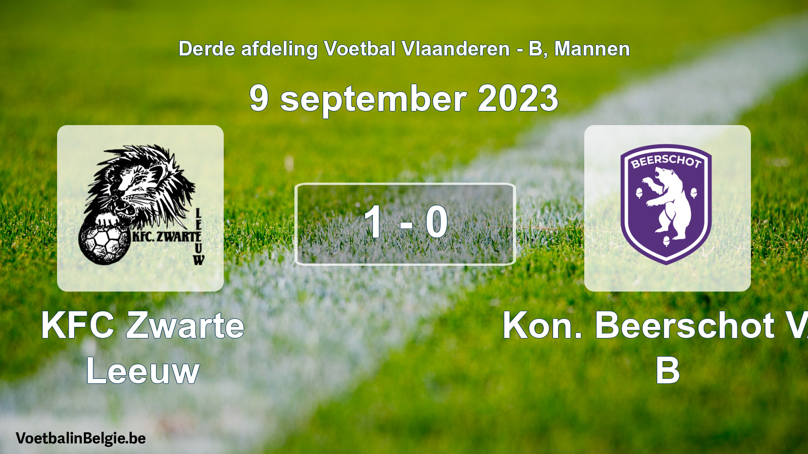 Gespeelde wedstrijd mannenvoetbal: KFC Zwarte Leeuw - Kon. Beerschot VA B 1 - 0 (9 september 2023)