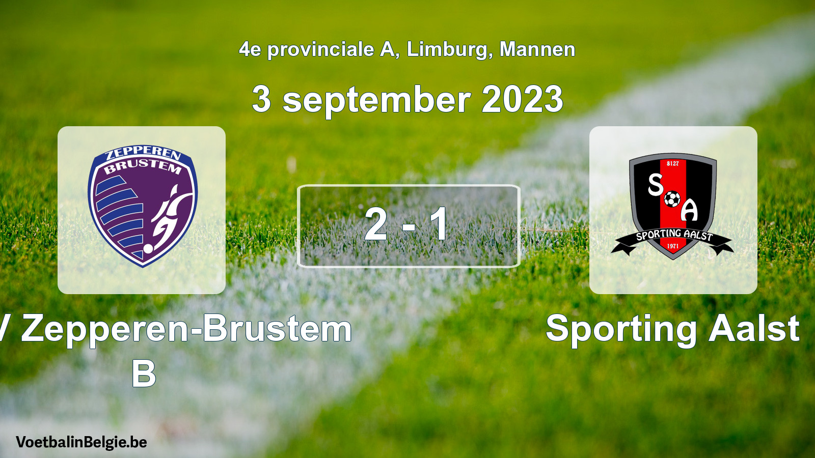 Gespeelde wedstrijd mannenvoetbal: KVV Zepperen-Brustem B - Sporting Aalst 2 - 1 (3 september 2023)