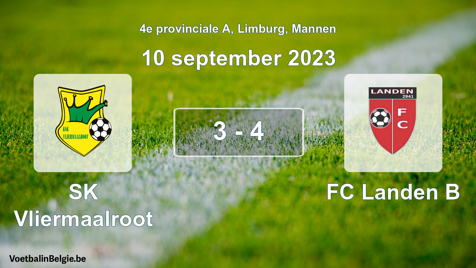 Gespeelde wedstrijd mannenvoetbal: SK Vliermaalroot - FC Landen B 3 - 4 (10 september 2023)