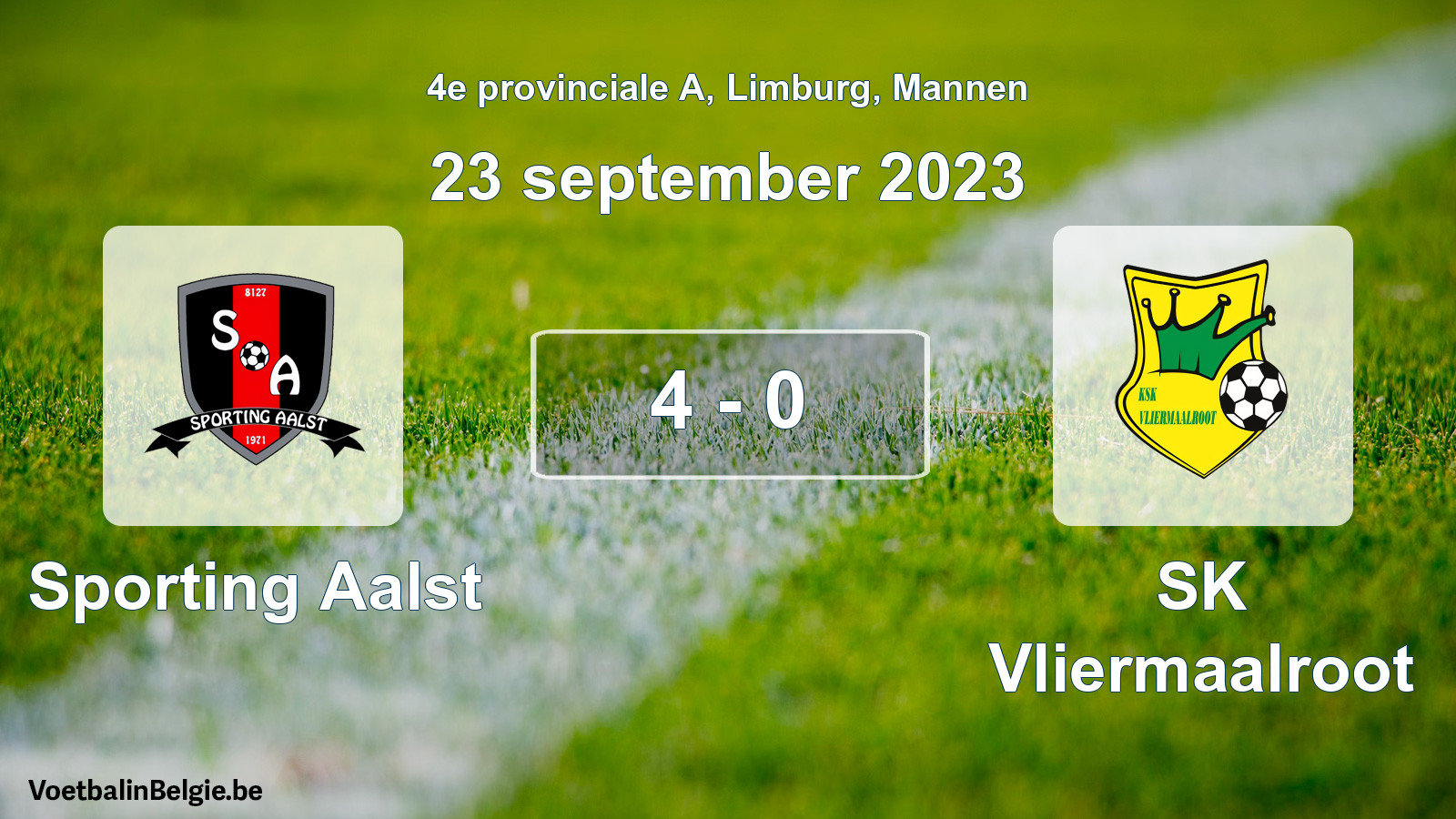 Match joué football hommes: Sporting Aalst - SK Vliermaalroot 4 - 0 (23 septembre 2023)