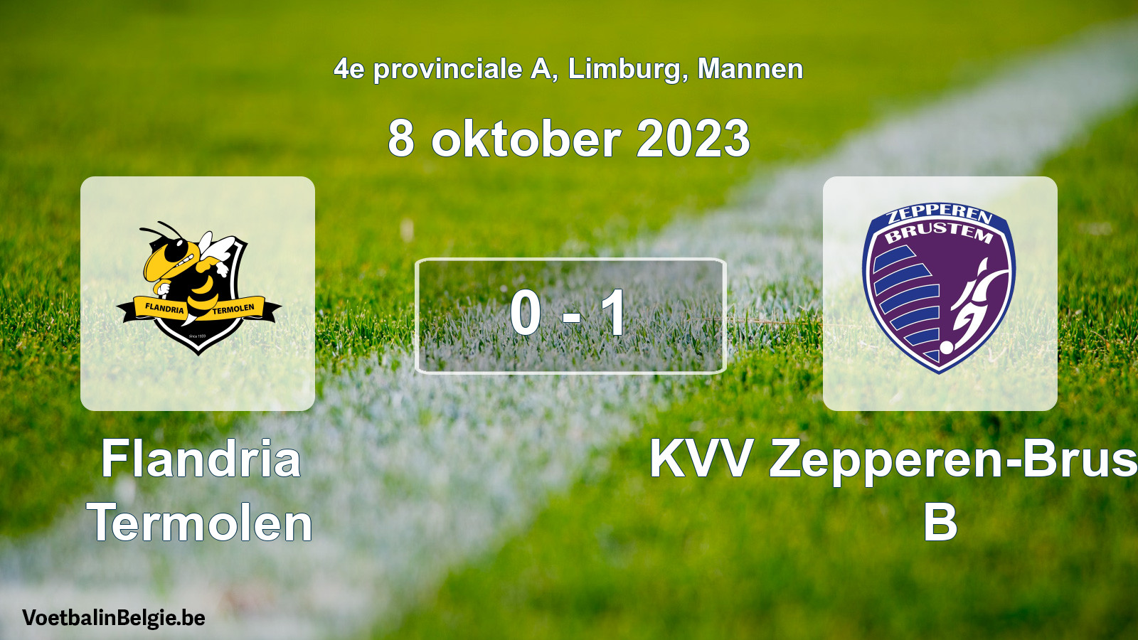 Gespeelde wedstrijd mannenvoetbal: Flandria Termolen - KVV Zepperen-Brustem B 0 - 1 (8 oktober 2023)