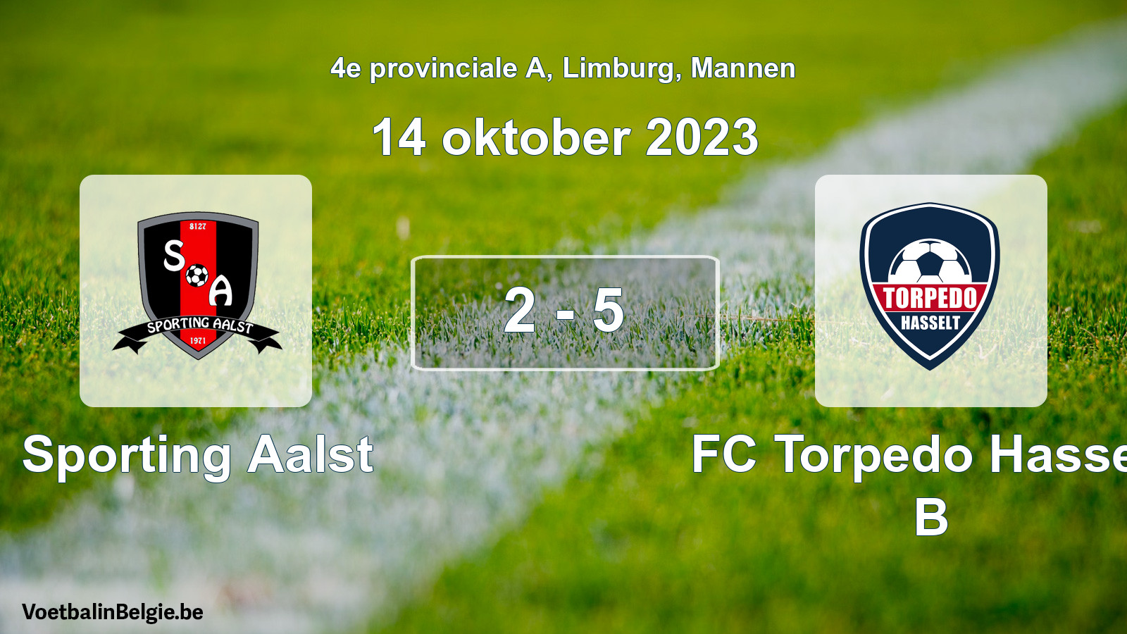 Gespeelde wedstrijd mannenvoetbal: Sporting Aalst - FC Torpedo Hasselt B 2 - 5 (14 oktober 2023)