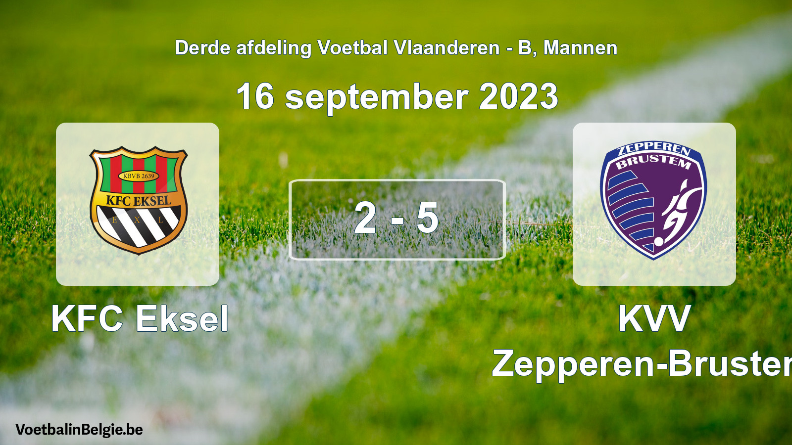 Gespeelde wedstrijd mannenvoetbal: KFC Eksel - KVV Zepperen-Brustem 2 - 5 (16 september 2023)