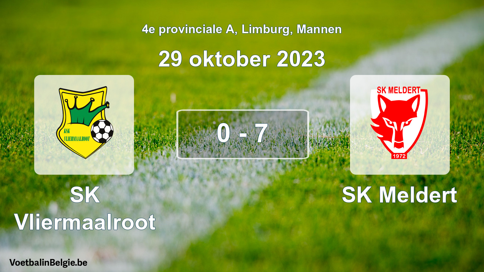 Gespeelde wedstrijd mannenvoetbal: SK Vliermaalroot - SK Meldert 0 - 7 (29 oktober 2023)