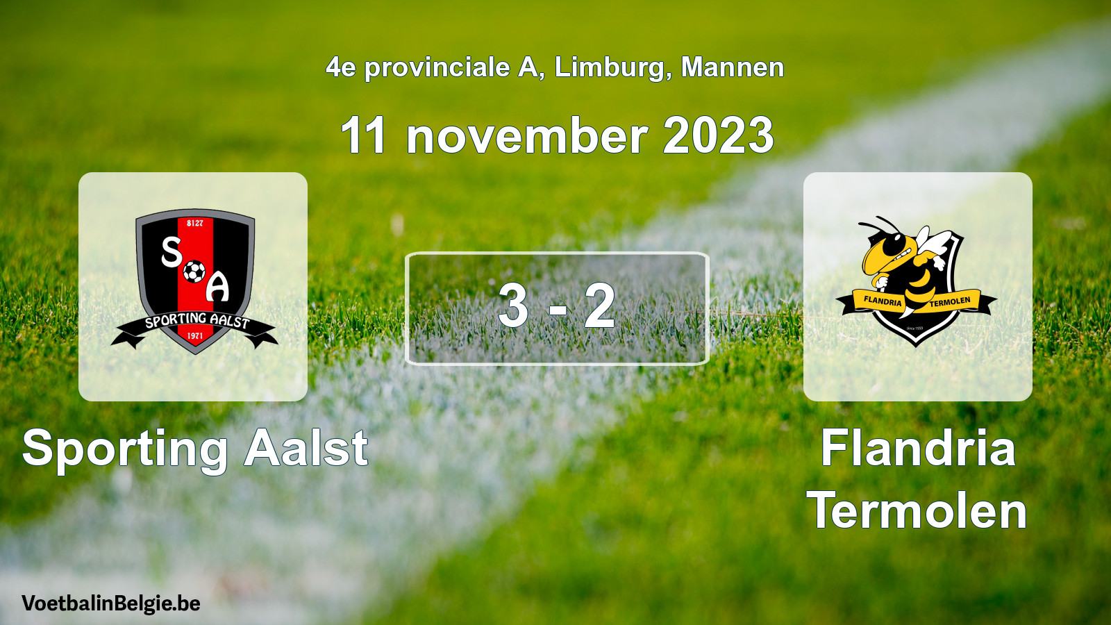 Gespeelde wedstrijd mannenvoetbal: Sporting Aalst - Flandria Termolen 3 - 2 (11 november 2023)