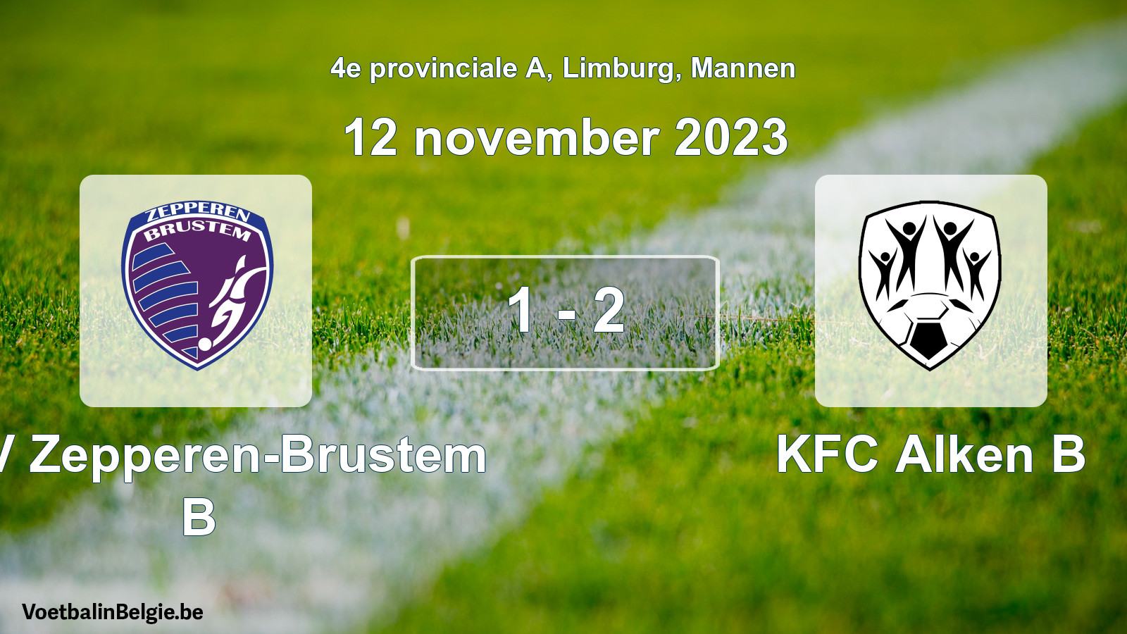 Gespeelde wedstrijd mannenvoetbal: KVV Zepperen-Brustem B - KFC Alken B 1 - 2 (12 november 2023)