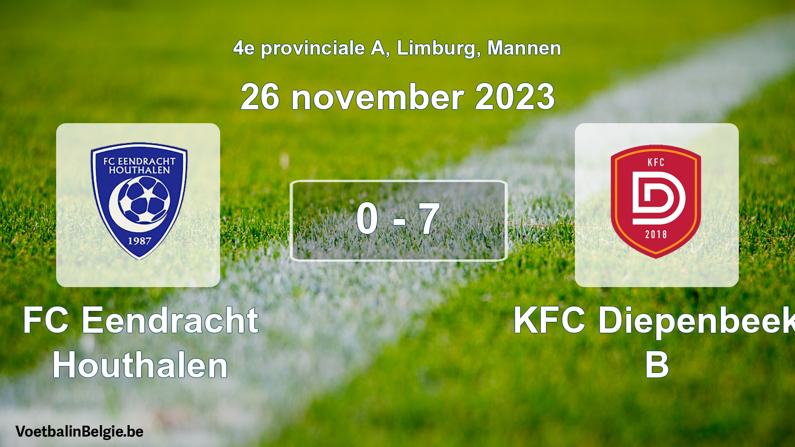Gespeelde wedstrijd mannenvoetbal: FC Eendracht Houthalen - KFC Diepenbeek B 0 - 7 (26 november 2023)