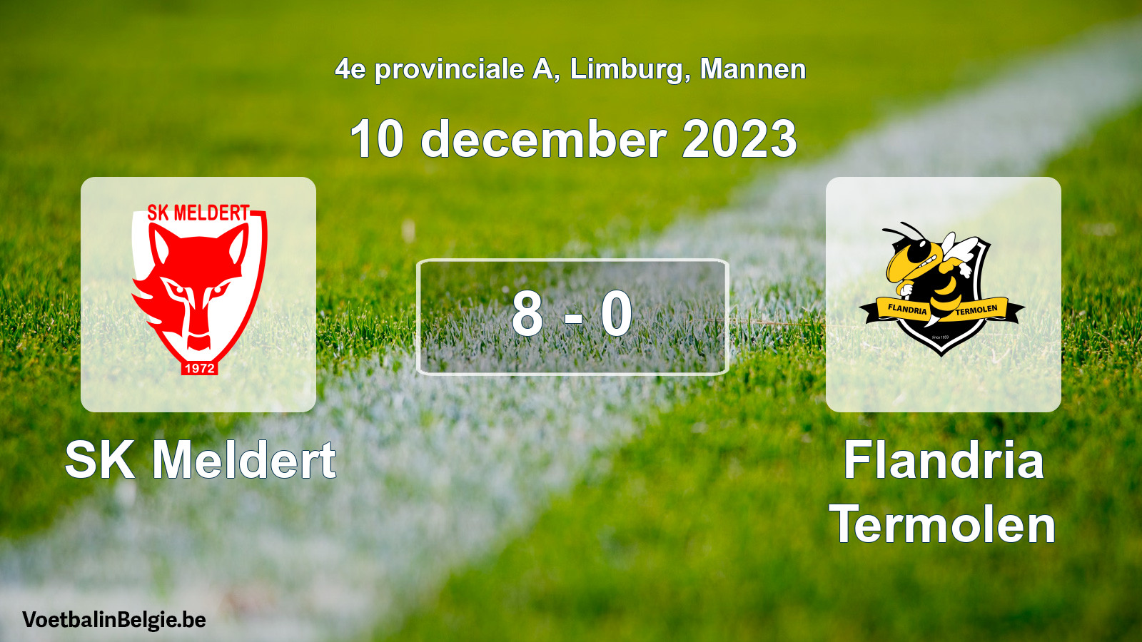 Gespeelde wedstrijd mannenvoetbal: SK Meldert - Flandria Termolen 8 - 0 (10 december 2023)