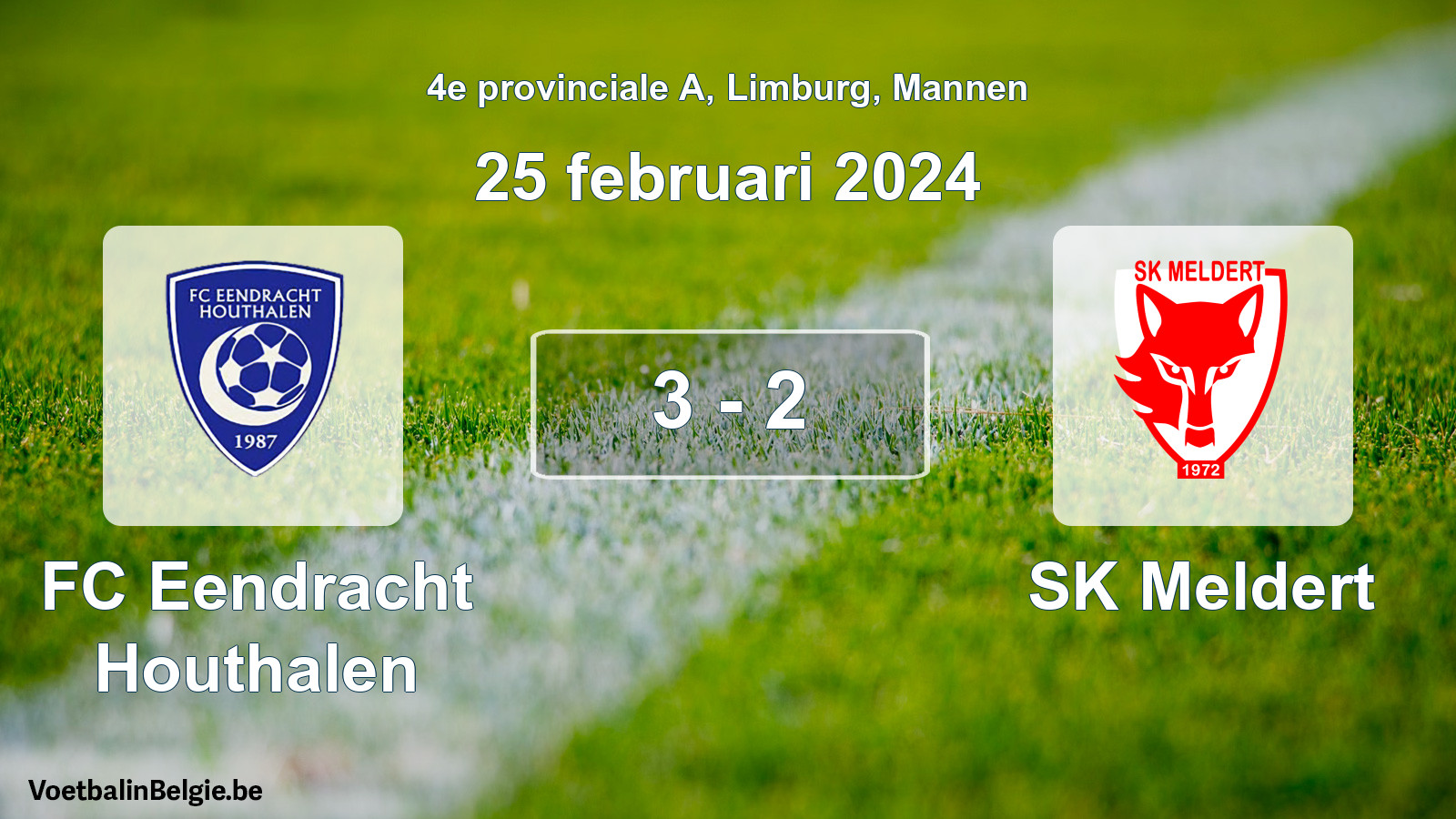 Gespeelde wedstrijd mannenvoetbal: FC Eendracht Houthalen - SK Meldert 3 - 2 (25 februari 2024)