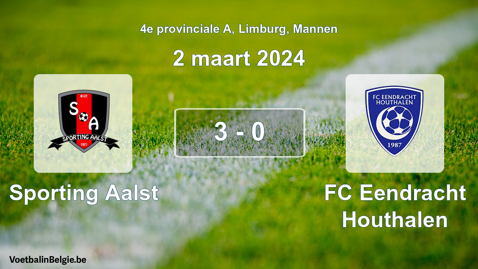 Played match men football: Sporting Aalst - FC Eendracht Houthalen 3 - 0 (2 March 2024)