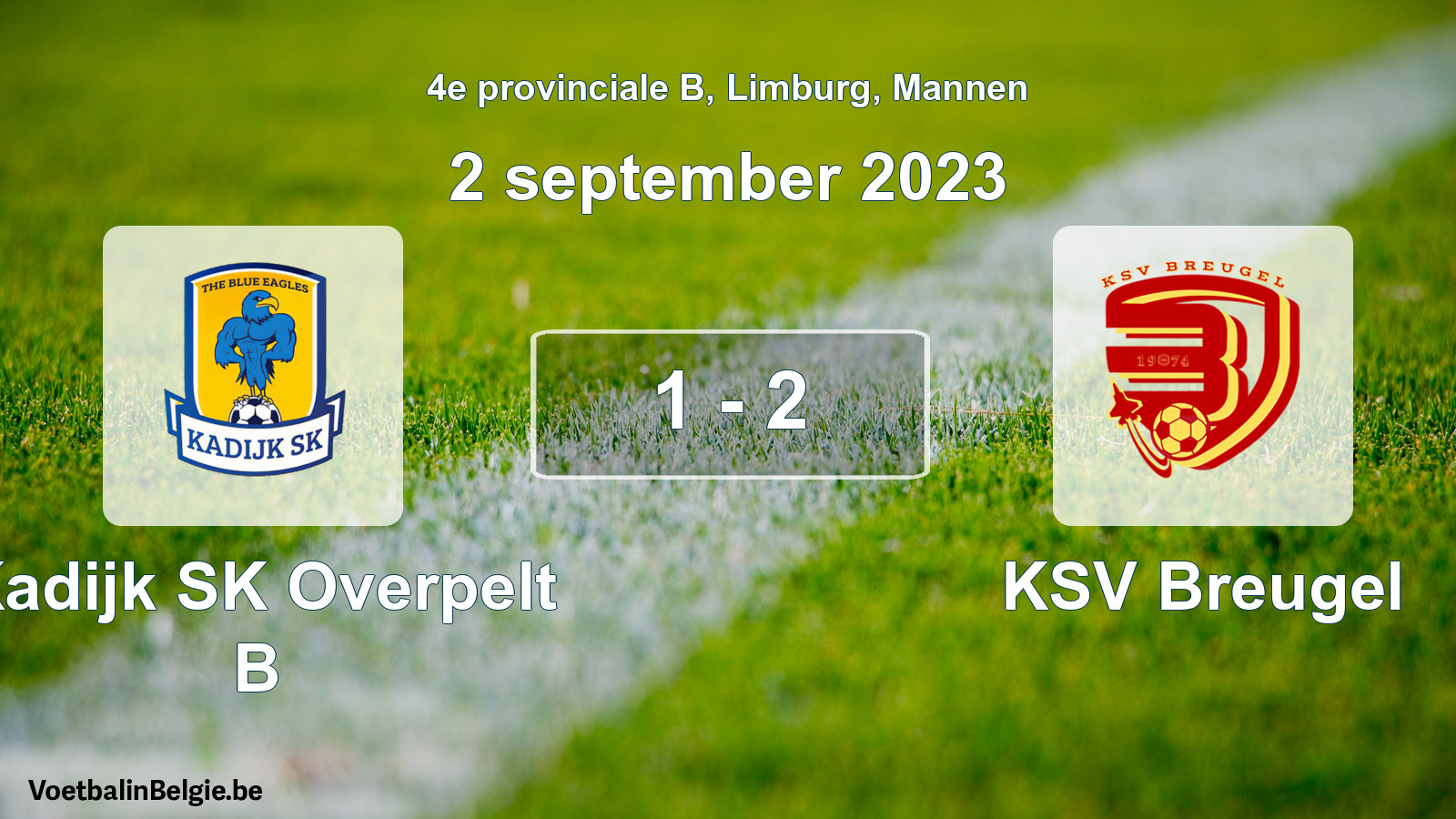 Gespeelde wedstrijd mannenvoetbal: Kadijk SK Overpelt B - KSV Breugel 1 - 2 (2 september 2023)