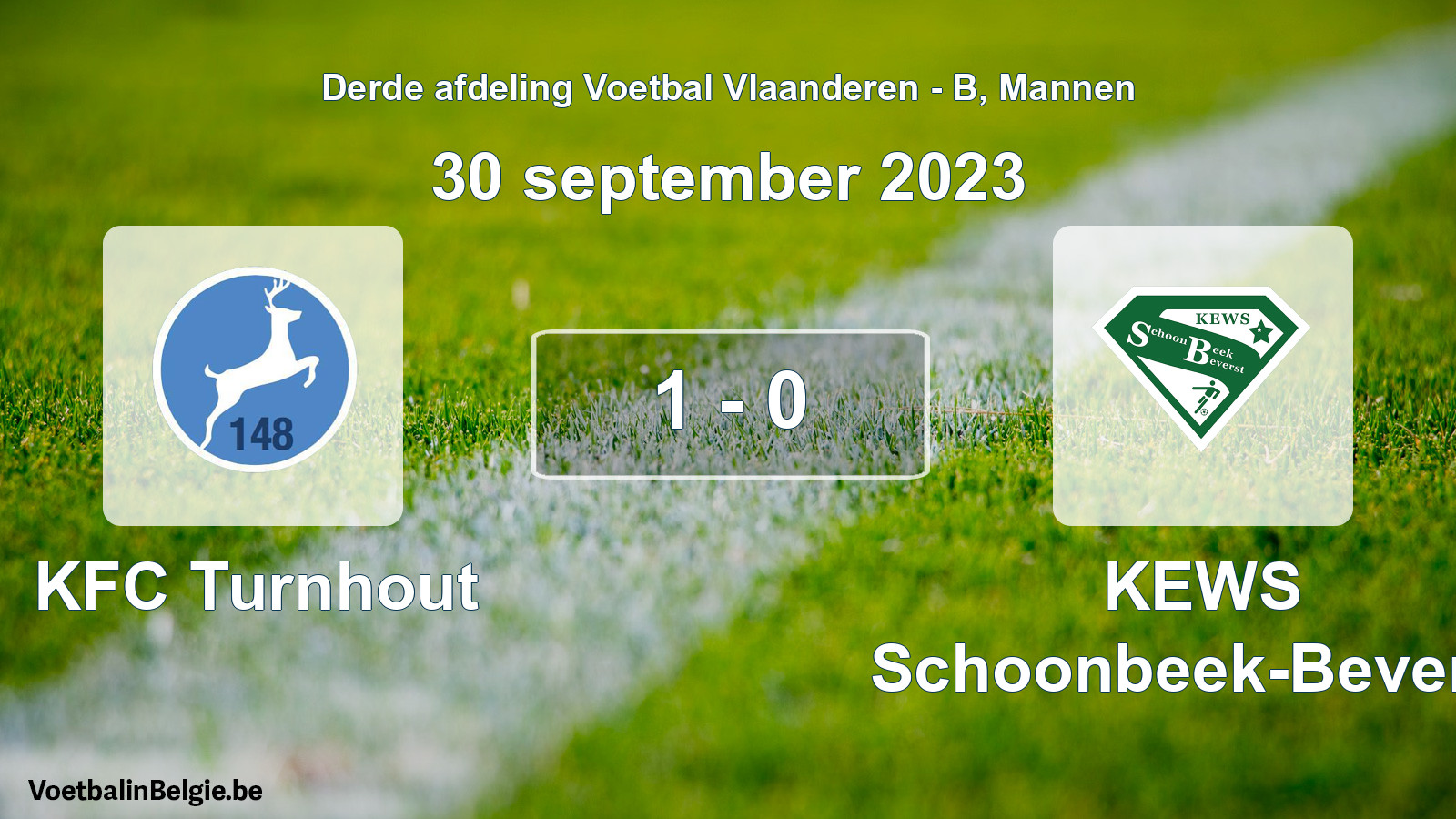 Gespeelde wedstrijd mannenvoetbal: KFC Turnhout - KEWS Schoonbeek-Beverst 1 - 0 (30 september 2023)