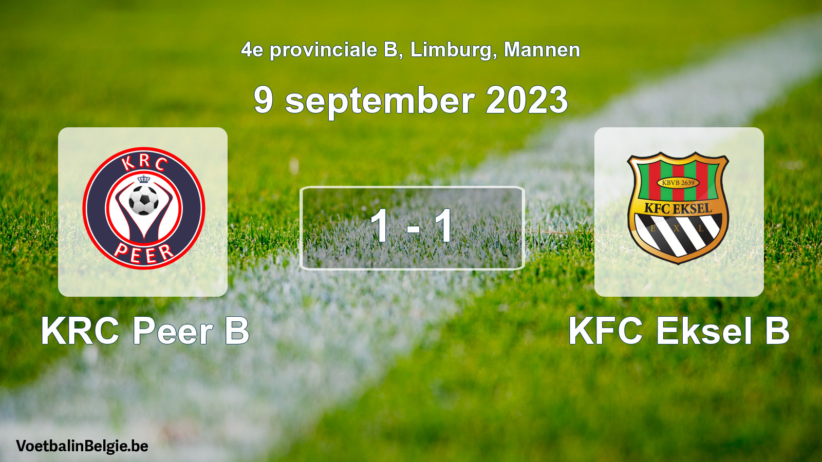 Gespeelde wedstrijd mannenvoetbal: KRC Peer B - KFC Eksel B 1 - 1 (9 september 2023)